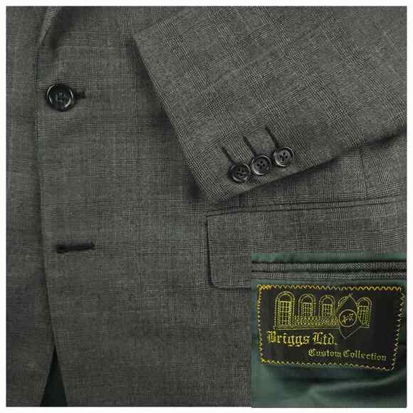 Vtg Single Breasted Suit Mens 40R/34R Classic Fit Wool 2 Piece Glen Check Plaid - Picture 1 of 16